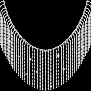2 Yard Rhinestone Fringe Trim Rhinestone Ribbon Tassel Chain Diamond Crystal Tassel Fringe Trim for Sewing Crafts Wedding Party Clothing Accessories Female Jewelry (Silver)