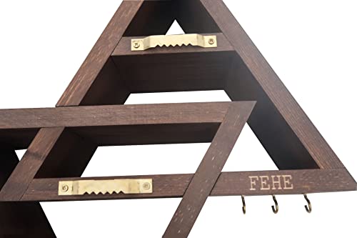 FEHE Premium Rustic Triangle Wooden Shelf with Hooks, Crystal Stands for Display, Stones and Crystals Case, Key and Jewelry Hanger, Essential Oil Organizer, Room Decor Zen Vintage, Moon Wall Art | The Storepaperoomates Retail Market - Fast Affordable Shopping