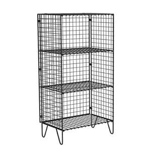 3-Shelf Foldable Storage Shelves for Kitchen Garage Bakers Closet, Iron Wire Organizer Rack 1 Pack (16 x 11 x 30 inches , L x W x H ) (Black)