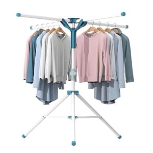 JAUREE Tripod Clothes Drying Rack Folding Indoor, Portable Drying Rack Clothing and Height-Adjustable, Space Saving Laundry Drying Rack with 20 Clips