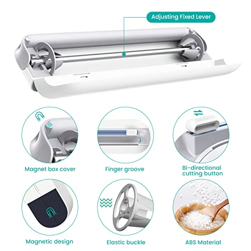 Refillable Plastic Wrap Dispenser, Cling Wrap Dispenser with Slide Cutter, Reusable Plastic Food Wrap Dispenser, Foil and Cling Film Dispenser with Cutter, 1 Roll 12″ x 200ft Plastic Wrap Included | The Storepaperoomates Retail Market - Fast Affordable Shopping