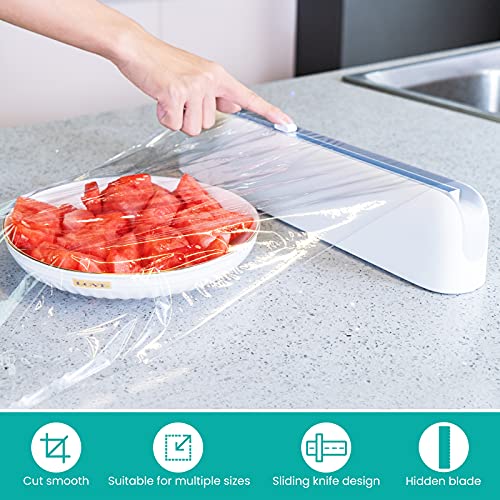 Refillable Plastic Wrap Dispenser, Cling Wrap Dispenser with Slide Cutter, Reusable Plastic Food Wrap Dispenser, Foil and Cling Film Dispenser with Cutter, 1 Roll 12″ x 200ft Plastic Wrap Included | The Storepaperoomates Retail Market - Fast Affordable Shopping