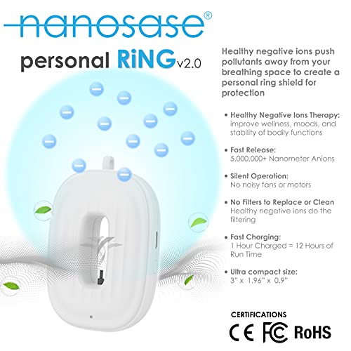 Nanosase ring personal air purifier necklace v2.0 mini ionic wearable for Kids, Adults, healthy negative ion therapy, filterless mobile air ionizer by igozen. (BNS Black + White, 2 Pack) | The Storepaperoomates Retail Market - Fast Affordable Shopping