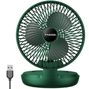 USB Desk Fan Mini 8 Inch Foldable Desktop Table Fans 3 Speeds Personal Quiet Fan with Strong Airflow Portable Cooling Fan with Head Adjustable for Home Bedroom Office Table & Desktop, Green