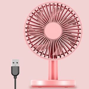 USB Desk Fan Mini 6 Inch Desktop Table Fans 3 Speeds Personal Quiet Fan with Strong Airflow Portable Cooling Fan with Head Adjustable for Home Bedroom Office Table & Desktop, Pink