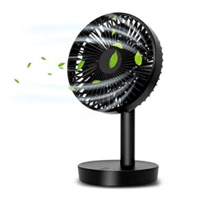 Ladoweir USB Desk Fan, Rechargeable Oscillating Table Fan, 4000mAh Battery Operated Portable Personal Fan for Home, Office and Bedroom-Black