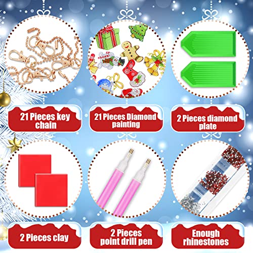 21 Pcs Christmas DIY Diamond Key Chain Ornaments 5D Key Ring Rhinestone Pendant Decorative Hanging Ornament for Christmas(Cute Style) | The Storepaperoomates Retail Market - Fast Affordable Shopping