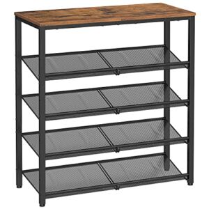VASAGLE Shoe Rack, 5-Tier Shoe Rack Organizer for Closet Entryway with Storage Shelves and Spacious Top, Free Standing, Steel, Industrial, Rustic Brown and Black ULBS038B01