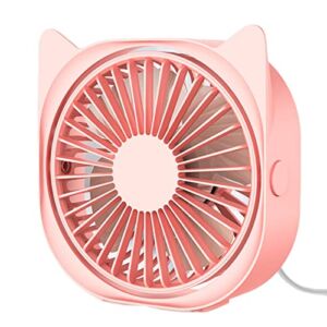 USB Desk Fans Small Quiet – Mini Cute Desk Fan, USB Powered, 3 Wind Speeds, 360° Rotatable Portable Personal Little Table Fans for Home Bedroom Nightstand Office Work Desktop Dorm (Pink)
