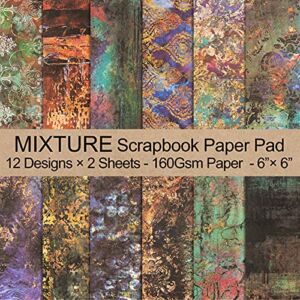 VONDYU Single-Sided Scrapbook Paper Pad-Colors Mixture Scrapbooking Paper Collection Holiday 6″ x 6″ Cardstock Patterned Cardmaking Paper Pack DIY Photo Frame Background Decorative Page-24 Sheets