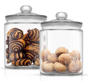JoyJolt Elegant Cookie Jar. 2 Large Glass Jar With Glass Lid. Cookie Jars for Kitchen Counter with Lids, Candy Jar, Decorative Apothecary Jar, Large Canisters, Half Gallon Glass Jar with Lid Airtight