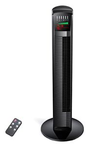Tower Fan, 34” 65°Oscillating Cooling Fan with 3 Speeds, 3 Modes, Remote Control, LED Display, 12-Hour Timer, Portable Stand Up Floor Bladeless Fan for Bedrooms, Living Rooms, Kitchen, Offices 121