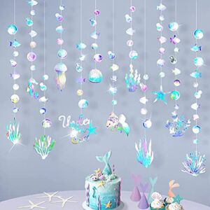 Iridescent Under The Sea Party Garland Decoration for Mermaid Birthday Party Decorations Ocean Theme Banner Streamer Backdrop for Baby Shower Party Supplies