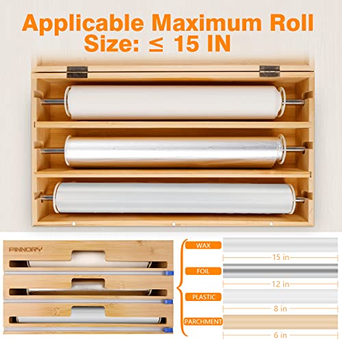 Extended 3 In 1 Foil and Plastic Wrap Organizer, Fits Rolls up to 15″, Hangable Plastic Wrap Dispenser with Cutter, Wax Parchment Paper Aluminum Foil Dispenser Organization and Storage for Kitchen | The Storepaperoomates Retail Market - Fast Affordable Shopping