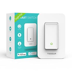 Smart Switch, TESSAN WiFi Light Switch Compatible with Alexa and Google Assistant Neutral Required, Single-Pole, 2.4GHz Wi-Fi