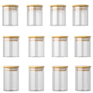 G.a HOMEFAVOR Glass Jars with Bamboo Lids, Labels and Pen, Spice Jars, Glass Food Storage Containers For Candy, Cookie, Sugar, Salt , Nuts