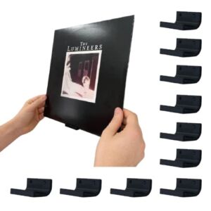 Vinyl Record Shelf Wall Mount-10-Pack | Floating Shelf Holder Display Rack | Album Art Gallery | Daily LP Hanger for Home, Apartment, & Office (Black, 10-Record)