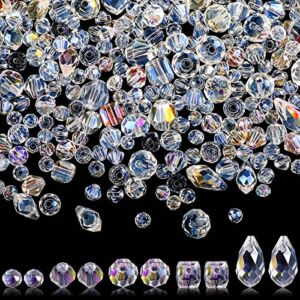 1280 Pieces Assorted Crystal Rondelle Light AB Beads Drilled Gemstone Loose Beads Clear Crystal Glass Beads for Crafts Faceted Beads Shiny Beads for Jewelry Making DIY Necklace Bracelet Earring Kit