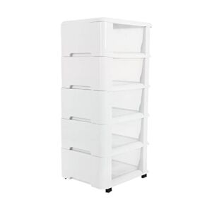 Naivees 5 Drawer Large Storage Cart and Personal Organizer, Heavy-Duty Plastic Storage Drawers Mobile Cabinet with Casters, Large Containers for Storing Arts, Crafts, Toys and Clothes (5 Drawer-White)