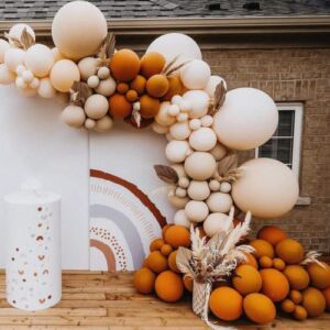 DIY 134Pcs Double-Stuffed Balloon Garland Arch Kit Balloon Decorating Strip Kit for Garland Double Layer Matte Orange Cream Peach Apricot Balloons Set for Wedding Birthday Baby Shower Party Decoration…