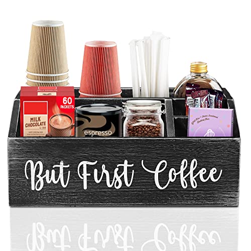 Coffee Station Organizer-Wooden Coffee Bar Accessories Organizer for Countertop, Farmhouse Coffee Bar Station Accessories and Organizer Decor Coffee Pod Holder Storage Basket for Coffee Bar Decor | The Storepaperoomates Retail Market - Fast Affordable Shopping