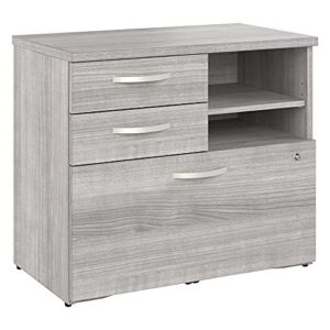 Bush Business Furniture Hybrid Office Storage Cabinet with Drawers and Shelves, Platinum Gray