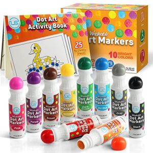 Ultimate Stationery Dot Markers | Bingo Daubers 10 Washable Color Dot Markers For Toddlers, Toddler Activities, Bingo Markers and Activity Book, Toddler Arts And Crafts