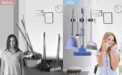 DYMSUP Mop Broom Holder Wall Mounted,3 Rack 4 Hooks Heavy Duty Mop and Broom Organizer Wall Hanging,Stainless Steel Broom Closet Garden Garage Door Tools Hanger Storage 1 Pack | The Storepaperoomates Retail Market - Fast Affordable Shopping