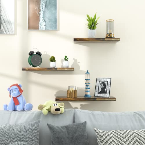 ASTARTH Floating Shelves-Wall Shelves Set of 3, Rustic Wood Storage Shelf-Invisible Brackets, 17” Wall Mounted Shelves-Ideal for Bedroom, Living Room, Bathroom, Kitchen, Office Decor, Easy Assembly | The Storepaperoomates Retail Market - Fast Affordable Shopping