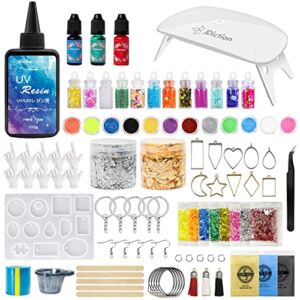 JDiction UV Resin Kit with Light, Super Crystal Clear Hard Resin Sunlight Curing UV Resin Starter Kit for Jewelry, Doming, Coating, and Casting, DIY Craft