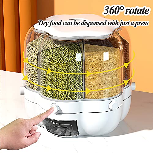 XIYAO 40lb Rice and Grain Storage Container, 360° Rotating Food Dispenser Measuring Cylinder with Lid Moisture Resistant Household, Airtight Storage of Black Rice, Yellow Rice and Other Small Beans | The Storepaperoomates Retail Market - Fast Affordable Shopping