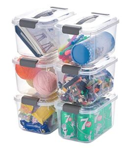 5.5 Qt Clear Storage Latch Box/Bin with Lids, 6-Pack Plastic Organize Bins with Handle