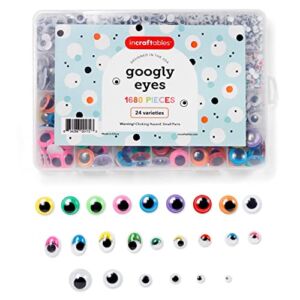 Incraftables Googly Eyes 1680 pcs (Self Adhesive) Set. Best Small & Large Colorful Sticky Wiggle Eye for DIY Arts & Crafts (4 mm to 18 mm). 30 Varieties Value Pack for Adults & Kids