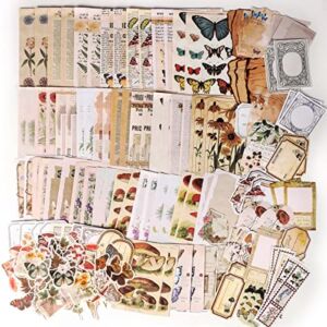 200 Pieces Vintage Scrapbook Supplies Pack for Junk Journal Planners DIY Paper Stickers Vintage Ephemera Pack Decoupage for Art Journaling Bullet Craft Notebooks Collage Aesthetic Gifts (Plant)