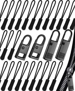 Zipper Pull, Upgraded Zipper Pull Replacement (24 Pack), Universal Replacement Zipper Pull, Zipper Tab Replacement, Small Zipper Pulls for Backpacks, Luggage, Clothes, Jacket, Purse, Boot (Black)
