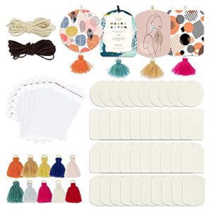 Temlum 40 Pcs Sublimation Air Freshener Blanks with 40 Pcs Tassels, Elastic Rope & Clear Bag, Sublimation Blanks Products DIY Air Freshener for Car & Home Hanging Decoration Sublimation Accessories