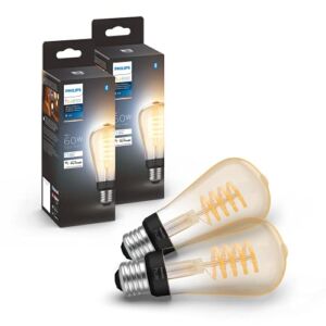 Philips Hue White Ambiance Dimmable Smart Filament ST19, Warm-White to Cool-White LED Vintage Edison Bulb, Bluetooth & Hub Compatible (Hue Hub Optional), Voice Activated with Alexa, 2-Pack, (R2563585)