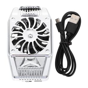 PartyKindom Phone Cooler with Charger Cable, Cell Phone Radiator with Dual Semi- Conductor Cooling Chip Cooling Fan Case for Video Live Streaming, Outdoor Vlog, Mobile Gaming, Car Driving ( Silver )