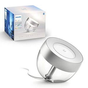 Philips Hue White and Color Iris Corded Dimmable Smart Lamp, (Bluetooth, Compatible with Alexa, Google, Apple HomeKit), Limited Edition Silver