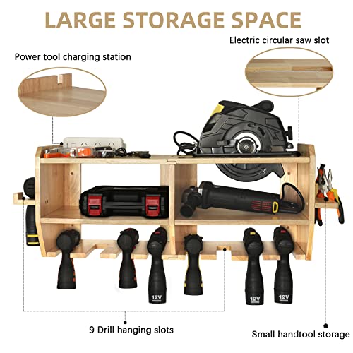 Aomomery Large Power Tool Organizer,Tool Storage Holder with 9 Drill Slots,Wall Mount Garage Tool Organizer ,Wrench and Circular Saw Storage,Drill Charging Station for Garage and Workshop | The Storepaperoomates Retail Market - Fast Affordable Shopping