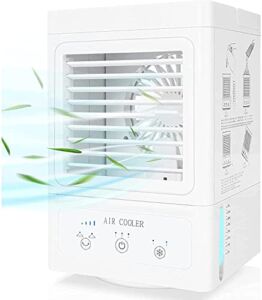 Portable Air Conditioner, 5000mAh Rechargeable Battery Auto Oscillation 700ml Water Tank Personal Mini Air Cooler with 3 Wind Speeds, 3 Cooling Levels, Perfect for Office Desk, Bedroom and Outdoors