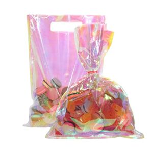 YHJZ 40CT Party Favor Bags, Glossy Goodie Bags Iridescent Cellophane Treat Bags Party Bags Favor Bags – Assorted Plastic Goody Bags for Kids Birthday Party, Weddings (Iridescent Cellophane)