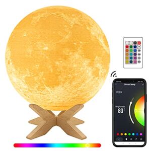 Smart Wi-Fi Moon Lamp, App Controlled, Lurious Moon Light 7.8 inch with 16 Million Colors Work with Alexa and Google Home, 3D Galaxy Night Light Perfect for Kids Lover Birthday Gifts (2.4G WiFi Only)