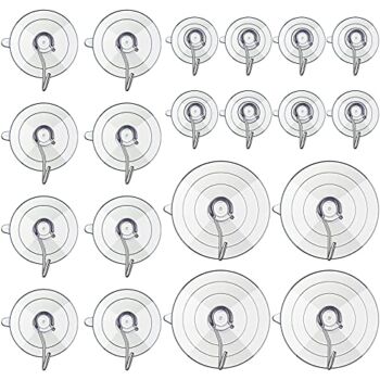 20 Pieces Clear Suction Cups for Glass, Window Suction Cups with Stainless Steel Hook Reusable Heavy Duty Suction Cup Hangers Strong Kitchen Bathroom Hooks for Towel Glass Window Mirror Door Table | The Storepaperoomates Retail Market - Fast Affordable Shopping