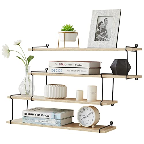 TFER 24” Floating Shelves Set of 4, DIY Installation Wall Mounted Hanging Shelves Rustic Wood Wall Shelf for Bedroom, Bathroom, Living Room, Kitchen, Office | Decorative Shelf for Storage and Display | The Storepaperoomates Retail Market - Fast Affordable Shopping