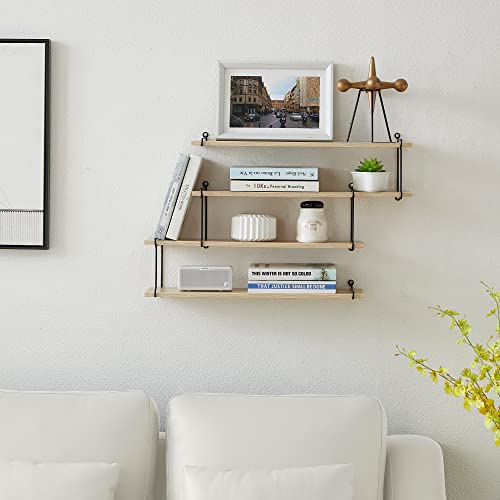 TFER 24” Floating Shelves Set of 4, DIY Installation Wall Mounted Hanging Shelves Rustic Wood Wall Shelf for Bedroom, Bathroom, Living Room, Kitchen, Office | Decorative Shelf for Storage and Display | The Storepaperoomates Retail Market - Fast Affordable Shopping