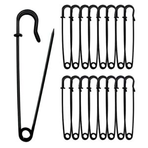Urmspst Safety Pins (2022 New), 4″ Large Safety Pins Pack of 15 for Clothes Leather Canvas Blankets Crafts Skirts Kilts, Extra Large Safety Pin Heavy Duty Safety Pins (Black)