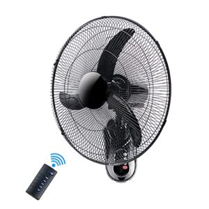 ADASP Wall Mount Fan, 18 Inch, Remote Control, High Velocity, Oscillating , 3 Speed Settings, for Home, Office, Restaurant and Greenhouse, Black