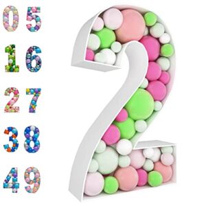 JoyBox Design 3FT Mosaic Balloon Frame Number 2 Marquee Light Up Numbers Pre-Cut Kit Thick Foam Board for Birthday Decoration