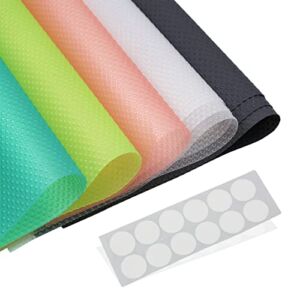 FROQUII Refrigerator Mats Shelf Liners, EVA 9 Pack 17.7×11.4 Inch Washable Fridge Mats Cabinet Liners Can Be Cut for Table Drawer Placemats, White/3 Gray/3 Green/1 Blue/1 Red/1